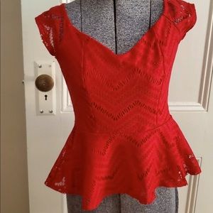 ***SALE***Cute Red Lace Peplum!